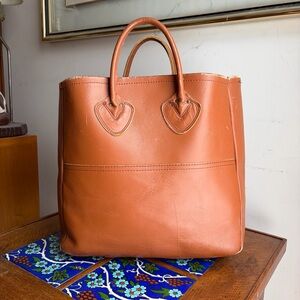 🧡SOLD🧡 RARE L.L. Bean Vintage 1970s/1980s Leather Sawtooth Tag Rustic Tote Bag